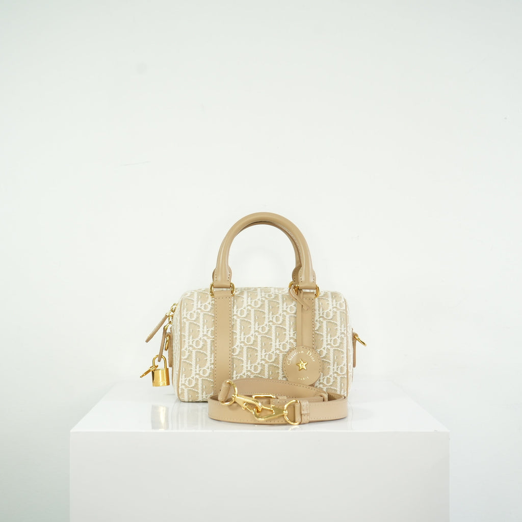 Dior Oblique Chambray Groove 17 Bag, Full set (beige color)