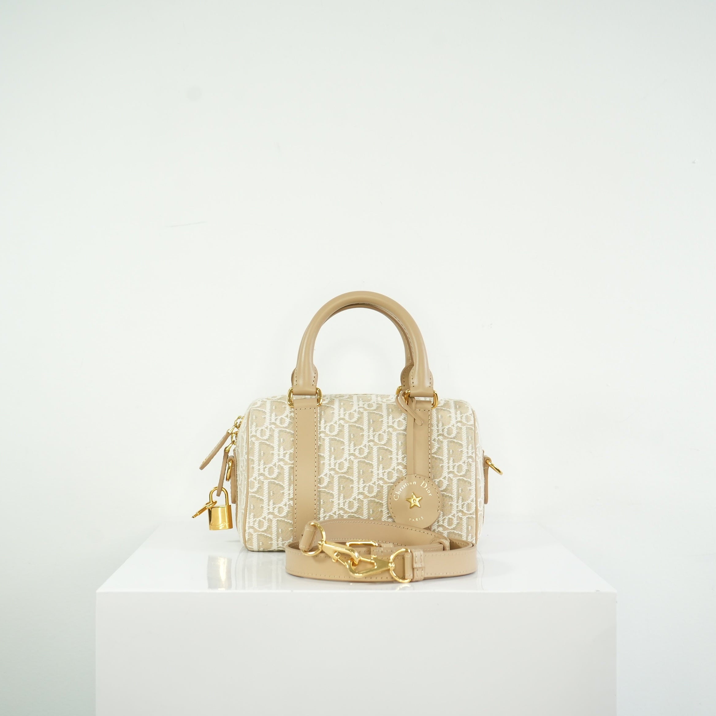 Dior Oblique Chambray Groove 17 Bag, Full set (beige color)