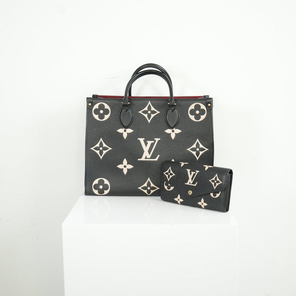 Louis Vuitton Black And Beige Monogram Empreinte OnTheGo MM Bag With Wallet