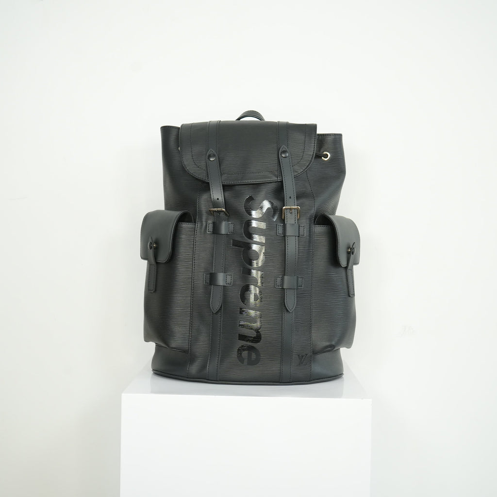 Louis Vuitton Epi Supreme Christopher Black Backpack with dust bag