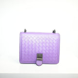 Bottega Veneta Intrecciato Leather Chain Shoulder Bag Purple Mirror Included