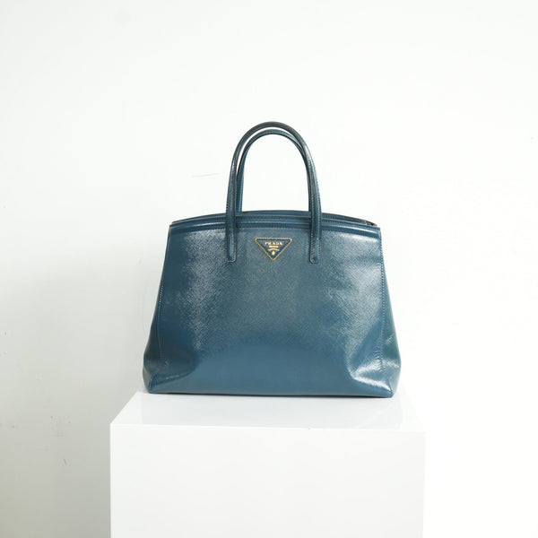 Prada Royal Saffiano Vernice Leather Tote Bag