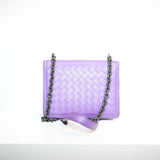 Bottega Veneta Intrecciato Leather Chain Shoulder Bag Purple Mirror Included