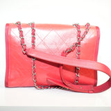 Chanel CC Quilted Leather Flap Bag with Grosgrain Trim Red