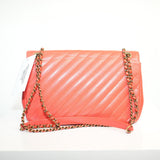 Chanel Chevron Quilted Leather Flap Shoulder Bag Salmon Pink