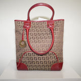 Vintage Fendi Zucca Canvas Leather Trim Tote Bag Brown/Red