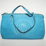 Gucci GG Logo Blue Leather Soho Handbag