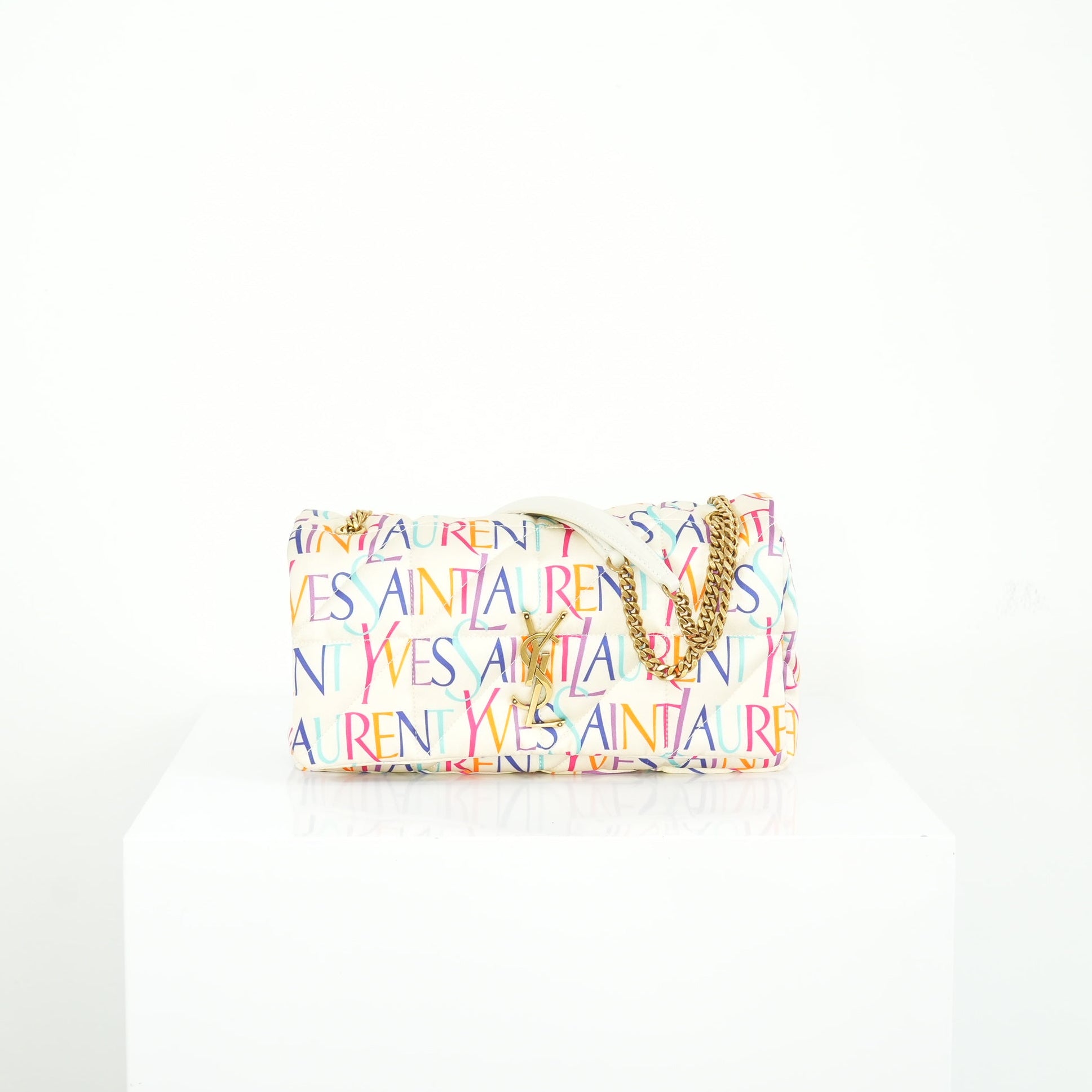 YSL Jamie Medium White Multicolor Shoulder Bag
