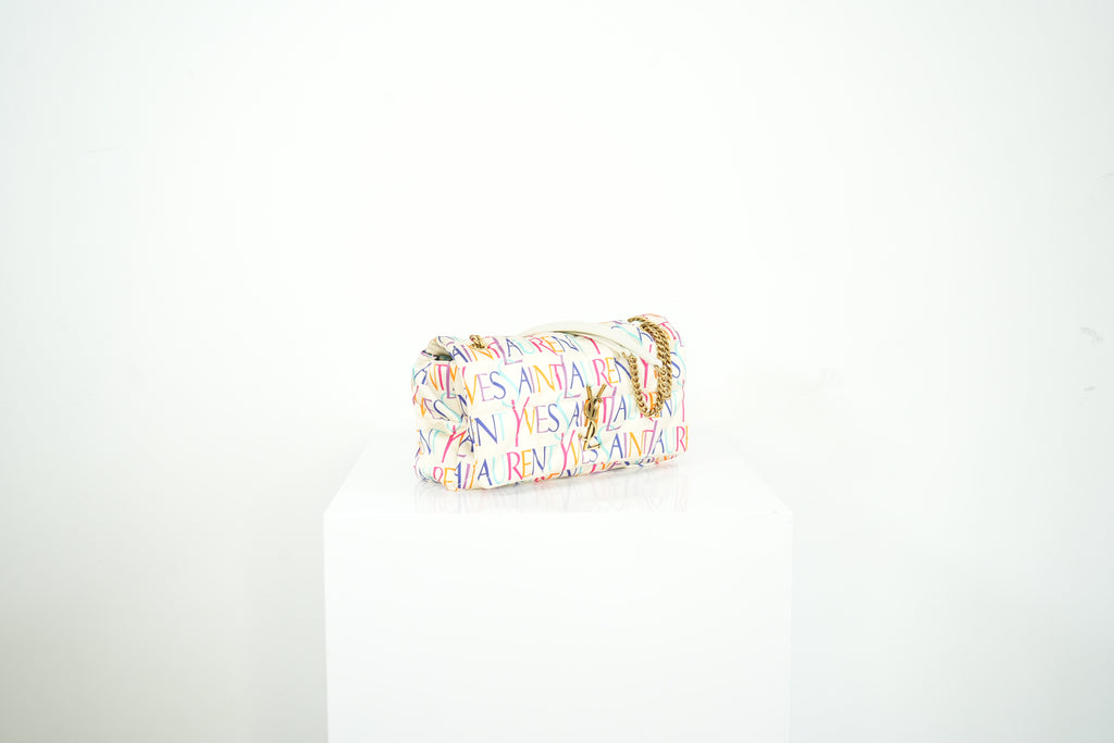 YSL Jamie Medium White Multicolor Shoulder Bag