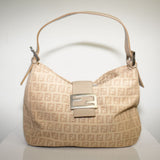 Fendi Zucchino Canvas Mama Baguette Shoulder Bag Beige
