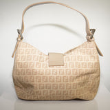 Fendi Zucchino Canvas Mama Baguette Shoulder Bag Beige