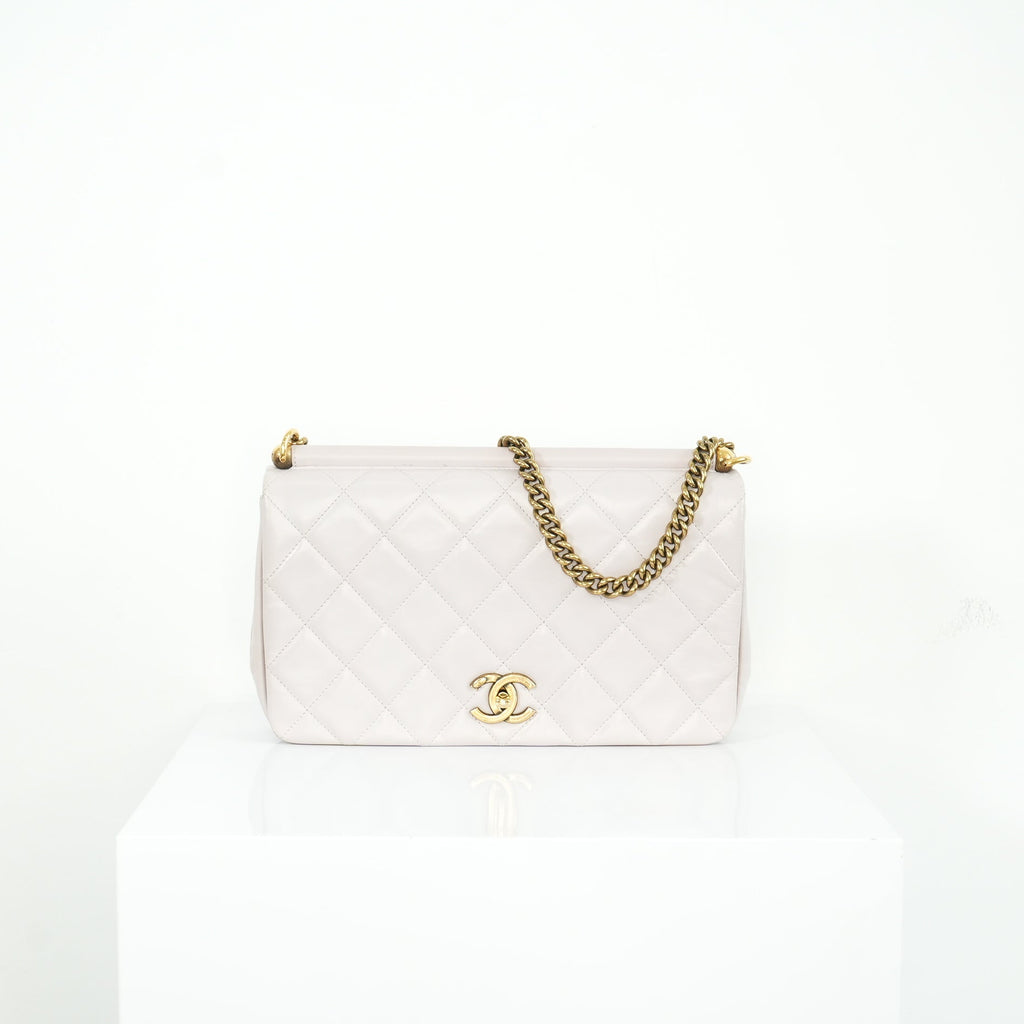 Chanel White Quilted Leather Shoulder Bag