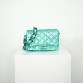 Chanel Metallic Green Single Flap full set