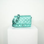 Chanel Metallic Green Single Flap full set