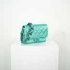 Chanel Metallic Green Single Flap full set