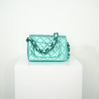 Chanel Metallic Green Single Flap full set