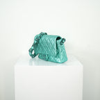 Chanel Metallic Green Single Flap full set