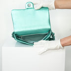 Chanel Metallic Green Single Flap full set