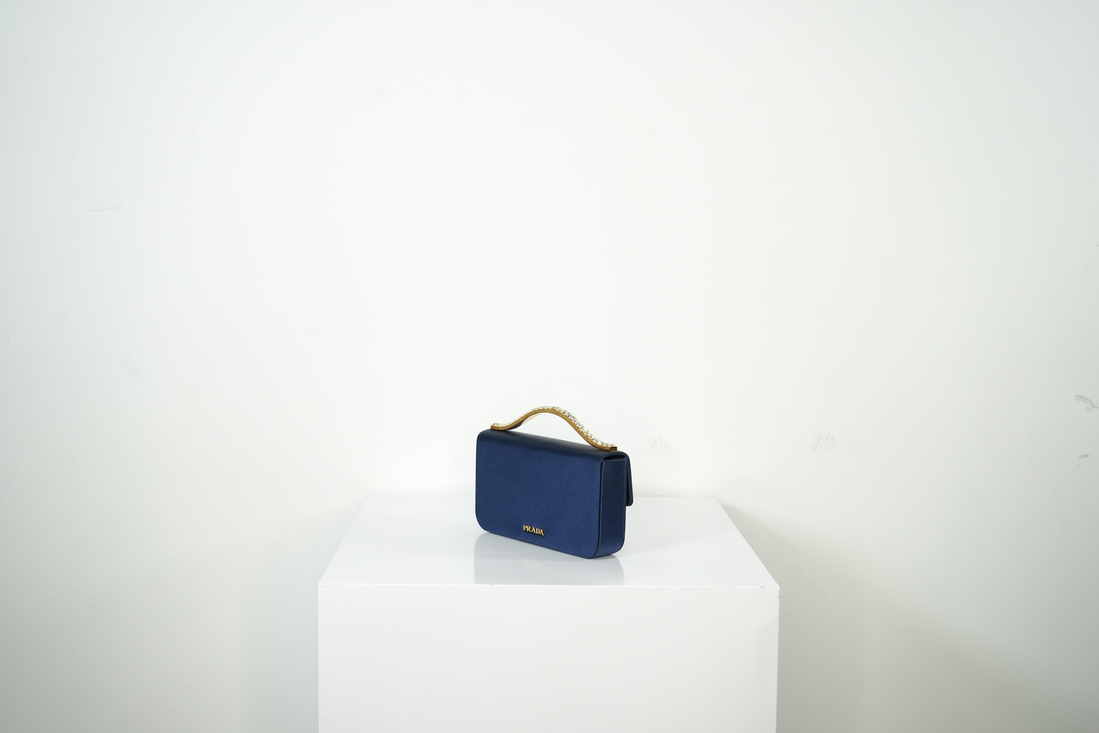 Prada Satin Crystal Embellished Handbag Full Set