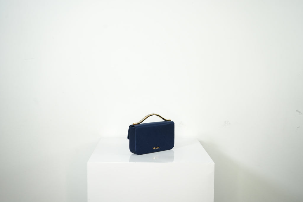 Prada Satin Crystal Embellished Handbag Full Set