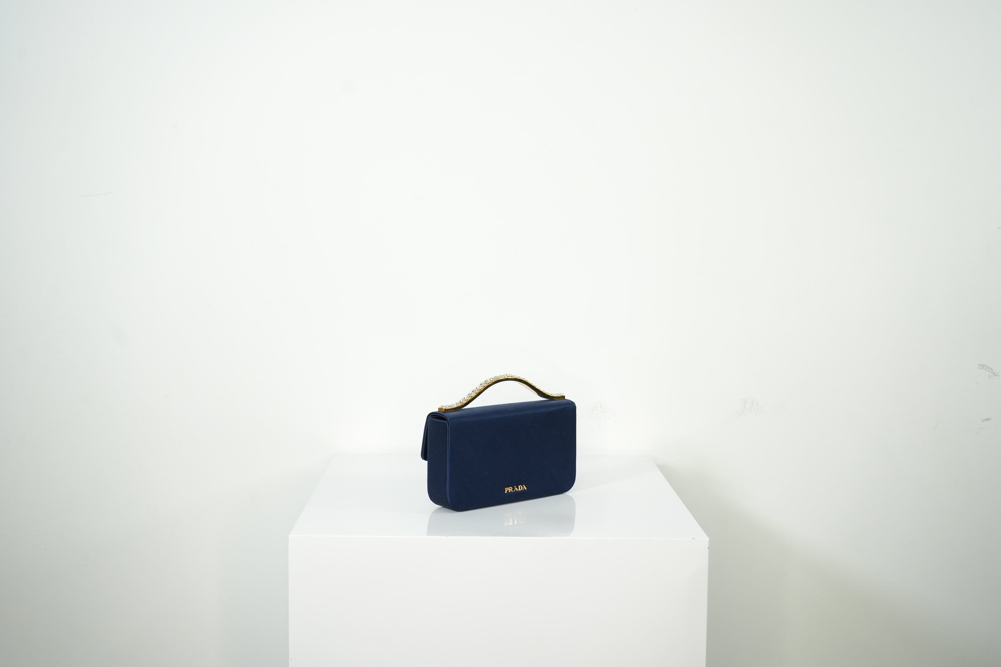 Prada Satin Crystal Embellished Handbag Full Set