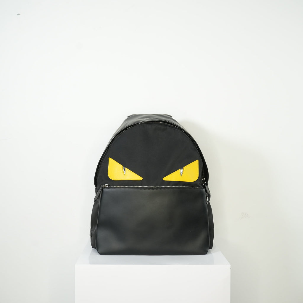Fendi Bug Bag Black Nylon Body With Yellow Monster Eyes