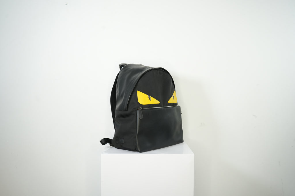 Fendi Bug Bag Black Nylon Body With Yellow Monster Eyes