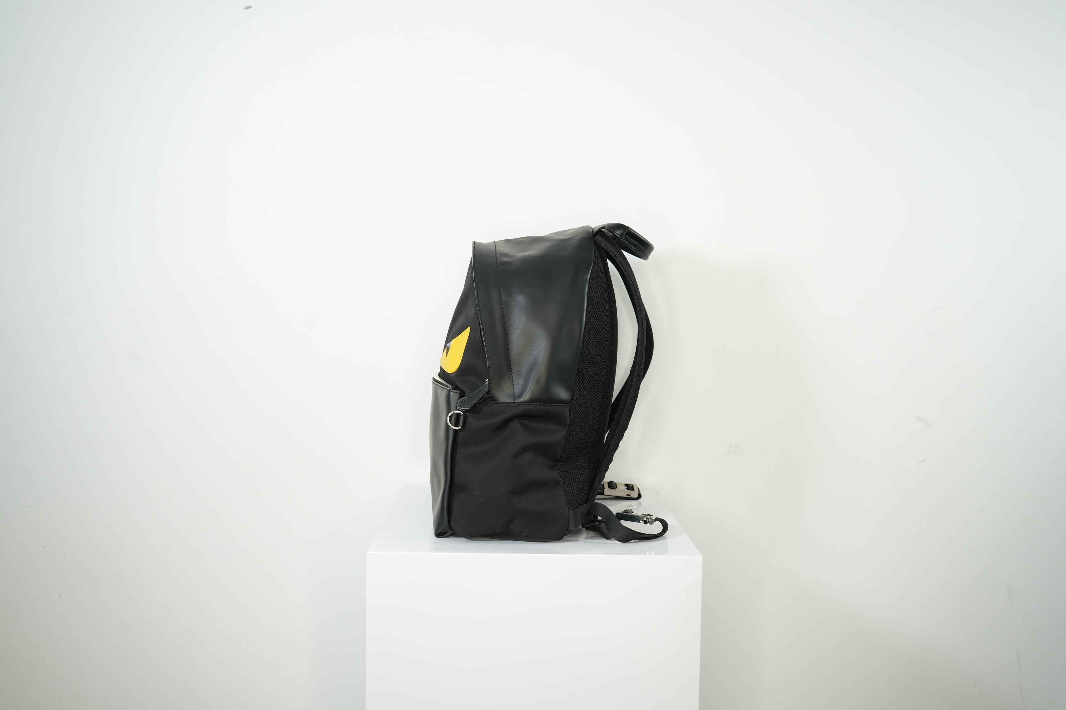 Fendi Bug Bag Black Nylon Body With Yellow Monster Eyes
