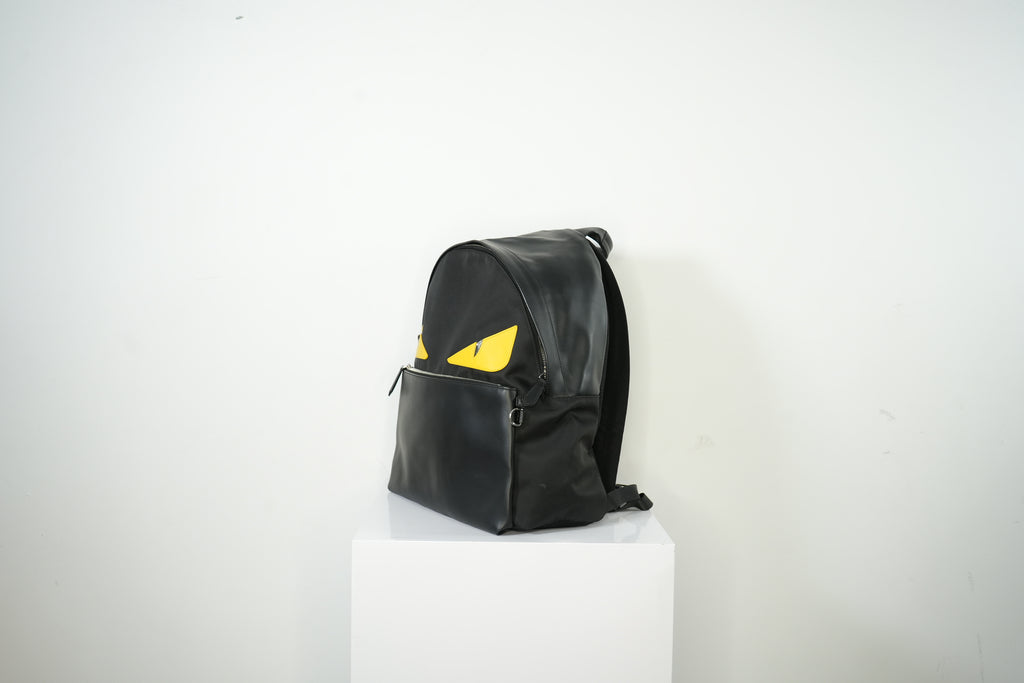 Fendi Bug Bag Black Nylon Body With Yellow Monster Eyes