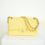 Chanel Flap Caviar Large Double Flap Yellow Full Set
