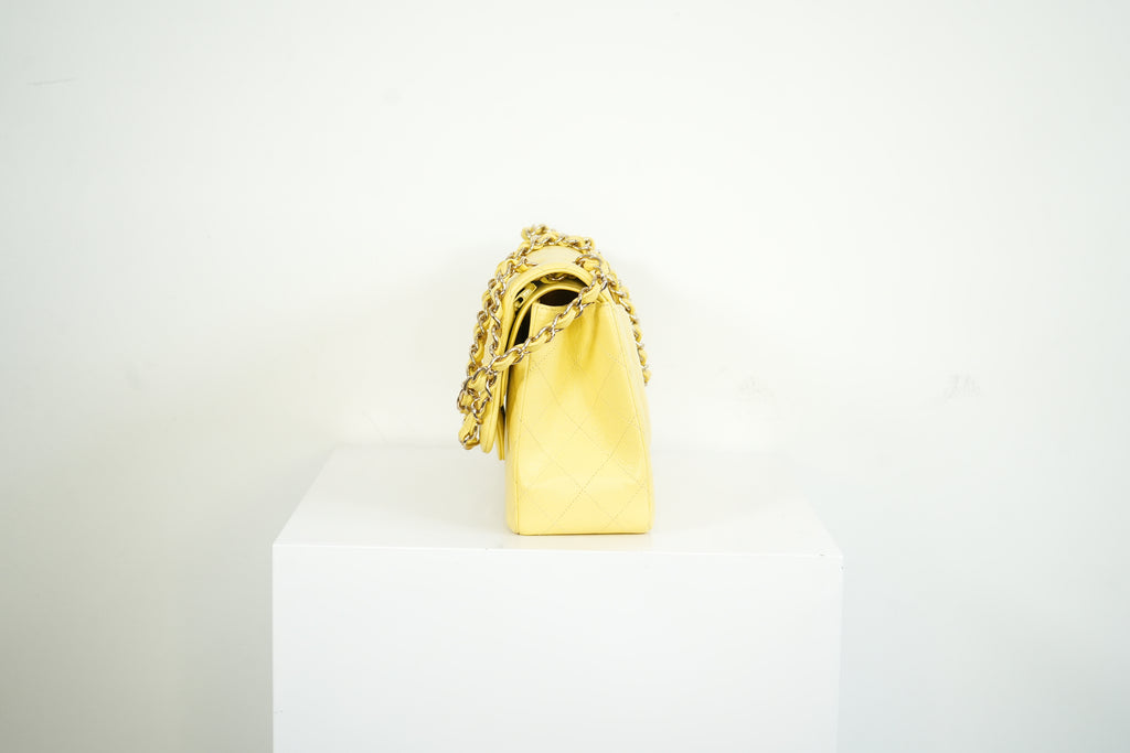 Chanel Flap Caviar Large Double Flap Yellow Full Set