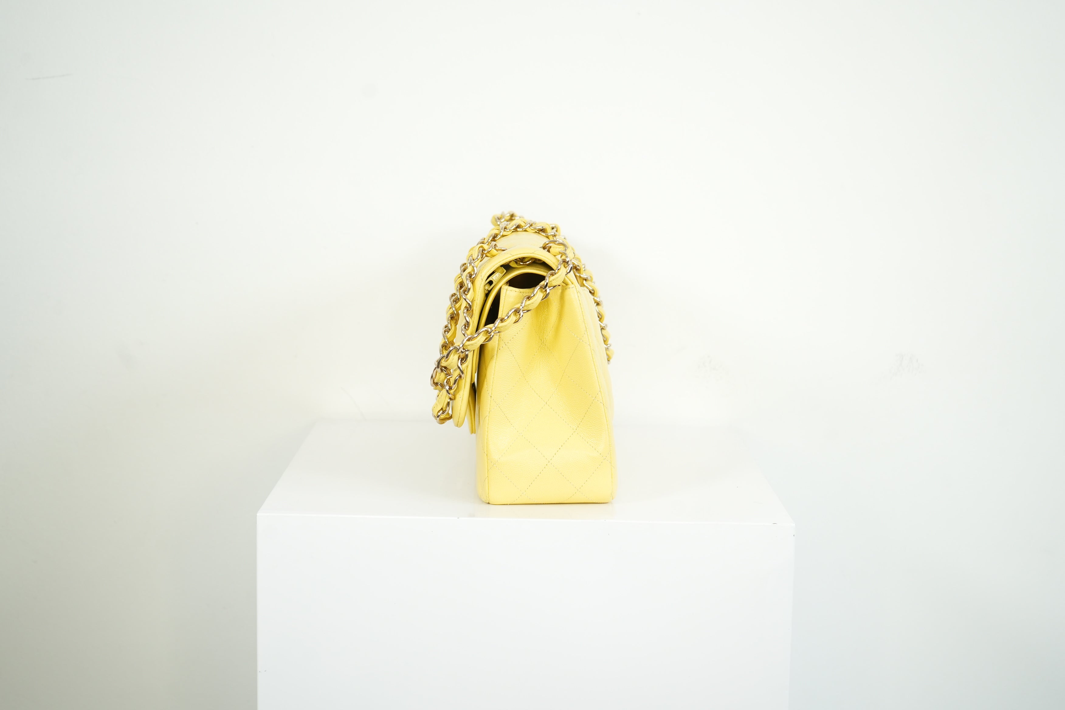 Chanel Flap Caviar Large Double Flap Yellow Full Set