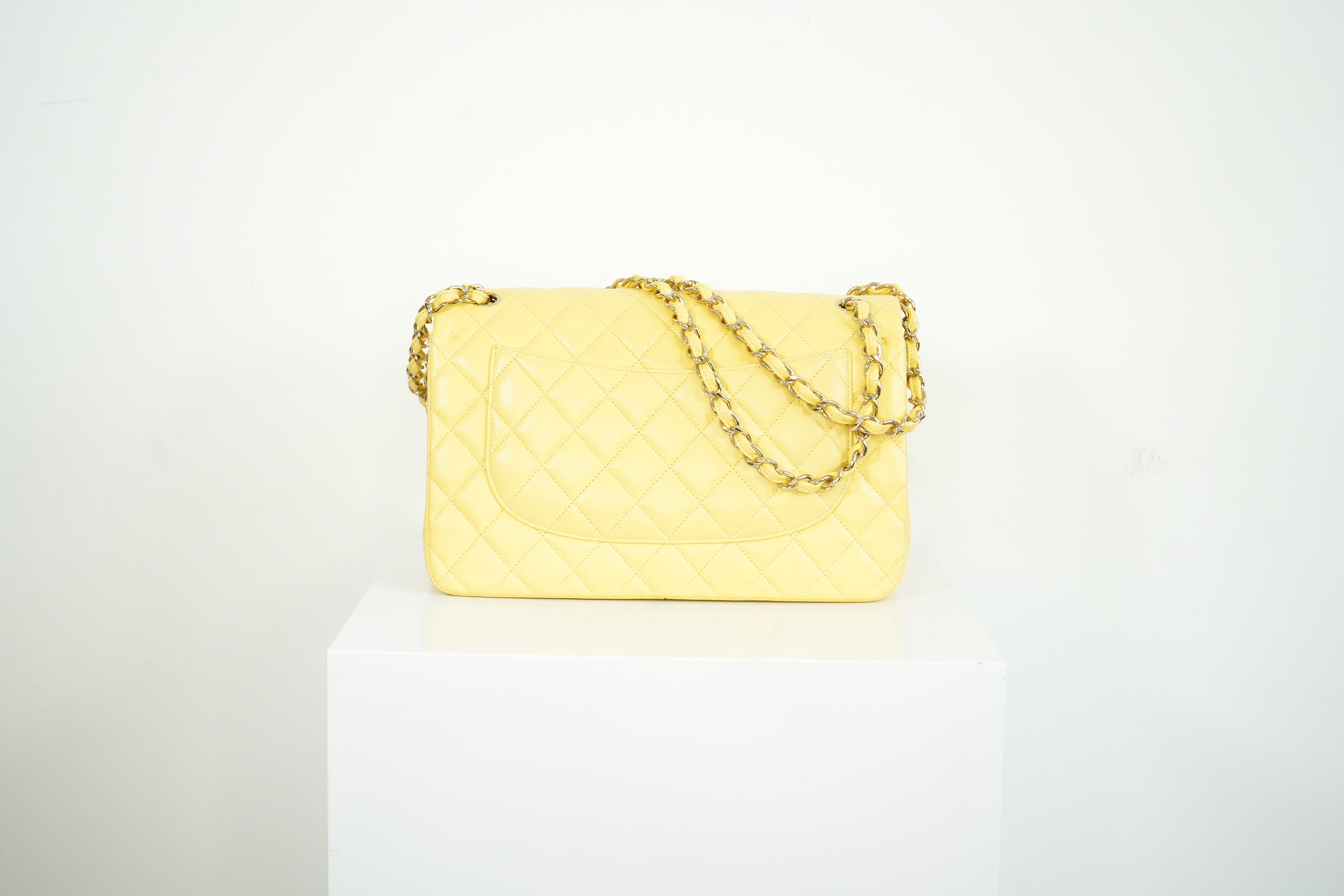 Chanel Flap Caviar Large Double Flap Yellow Full Set