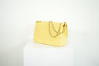 Chanel Flap Caviar Large Double Flap Yellow Full Set
