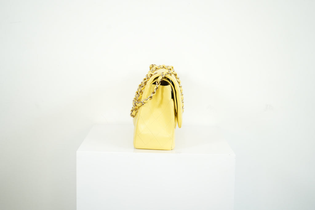 Chanel Flap Caviar Large Double Flap Yellow Full Set