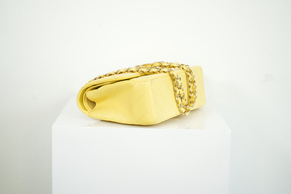 Chanel Flap Caviar Large Double Flap Yellow Full Set