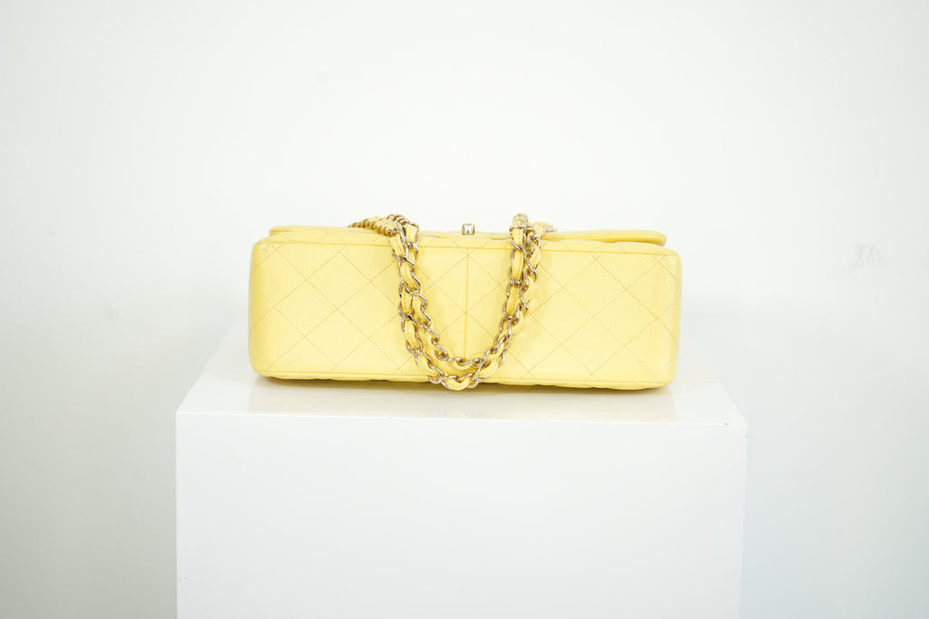 Chanel Flap Caviar Large Double Flap Yellow Full Set