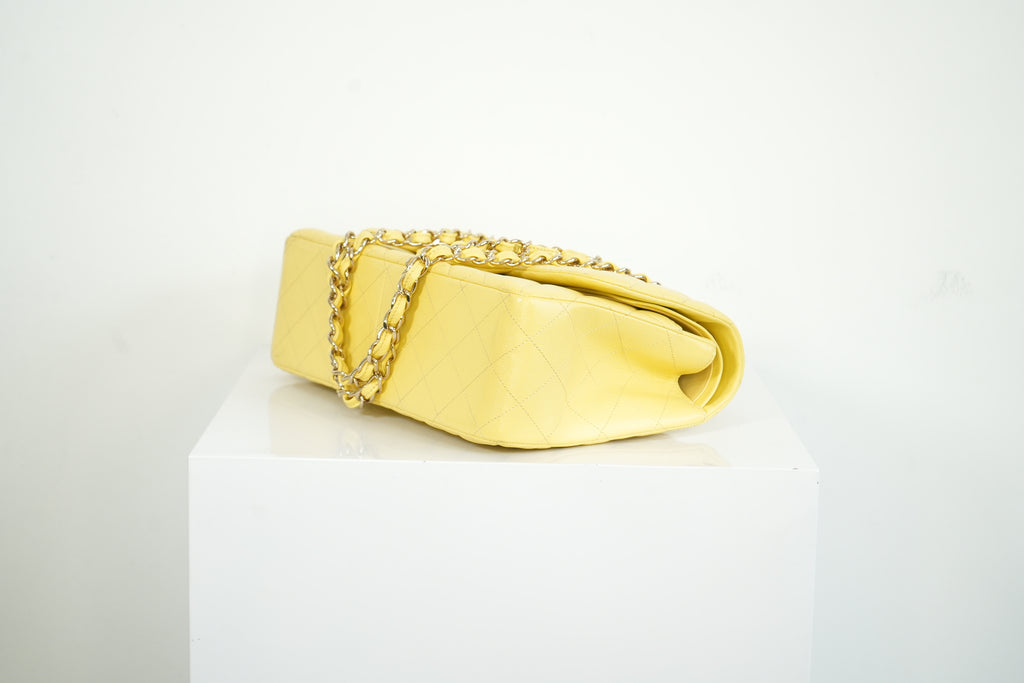 Chanel Flap Caviar Large Double Flap Yellow Full Set