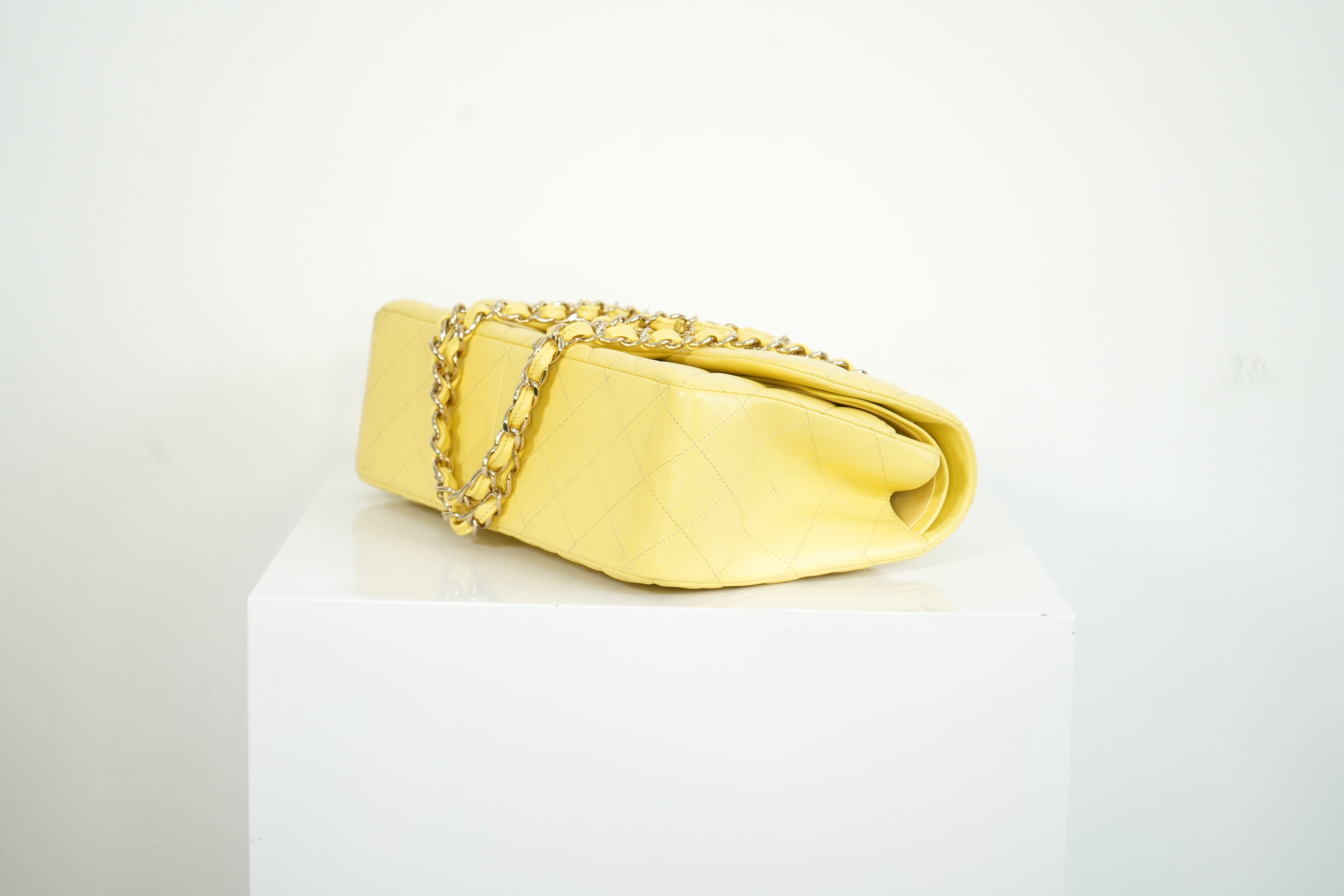 Chanel Flap Caviar Large Double Flap Yellow Full Set