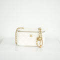 Chanel White Quilted Lambskin Leather Vanity with Dust Bag