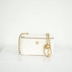 Chanel White Quilted Lambskin Leather Vanity with Dust Bag