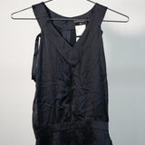 Vintage Chanel Navy Blue Silk Sleeveless Top Blouse Camisole