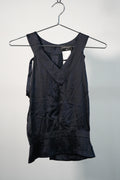 Vintage Chanel Navy Blue Silk Sleeveless Top Blouse Camisole