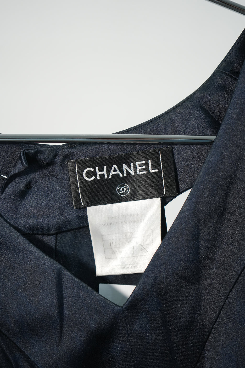 Vintage Chanel Navy Blue Silk Sleeveless Top Blouse Camisole