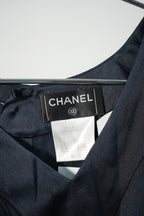 Vintage Chanel Navy Blue Silk Sleeveless Top Blouse Camisole
