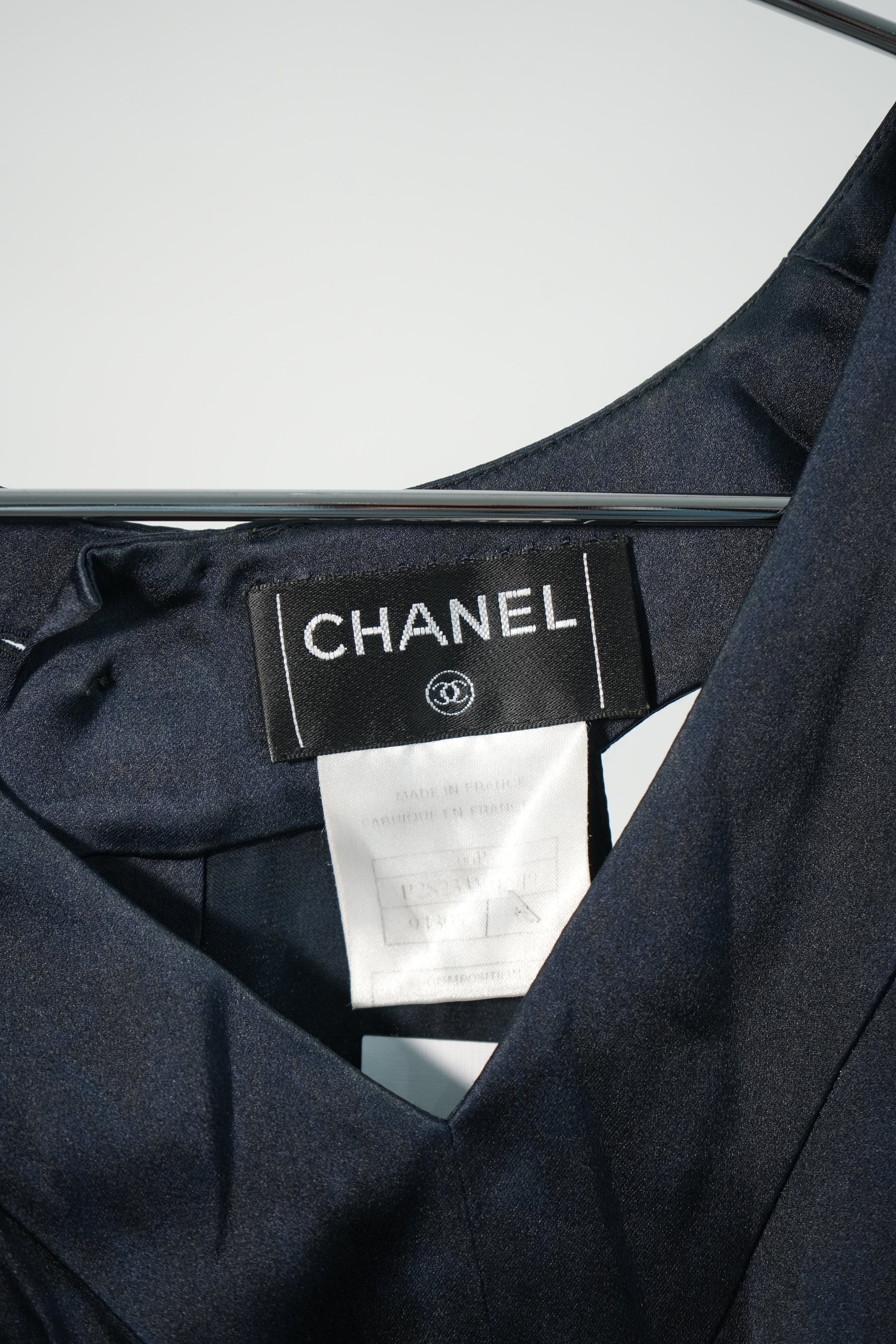 Vintage Chanel Navy Blue Silk Sleeveless Top Blouse Camisole