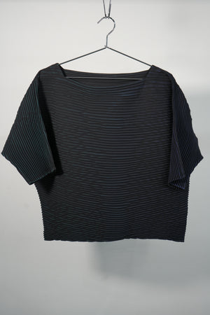 Pleats Please Issey Miyake Pleated Dolman Sleeve Top Black