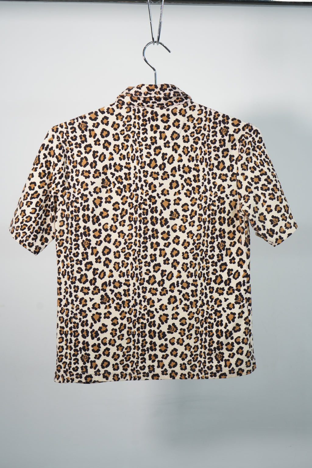 Fendi Leopard Print Button Down Short Sleeve Shirt Made in Italy