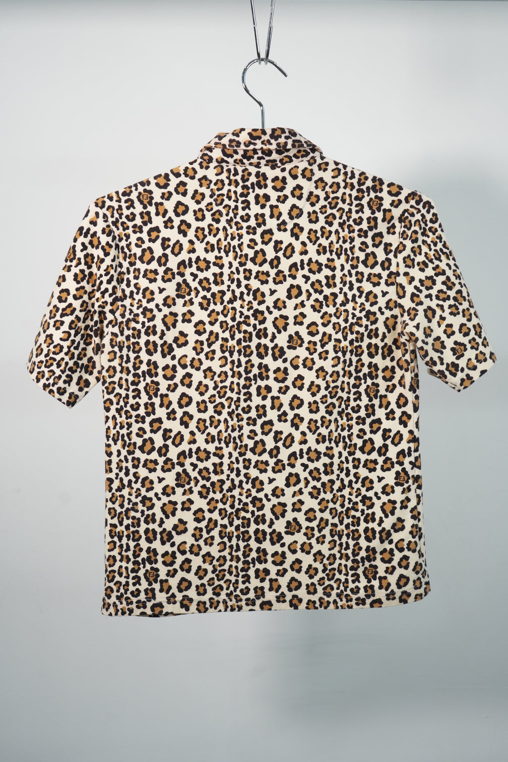 Fendi Leopard Print Button Down Short Sleeve Shirt Made in Italy