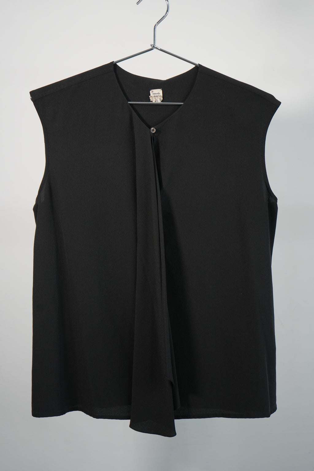 Hermès Black Silk Sleeveless Blouse Made in France